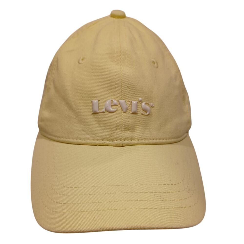 Levis Hat Cap unisex Strap Back Yellow Tan Spellout Logo Casual Flexfit